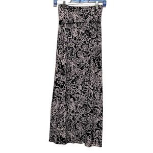Cynthia Rowley Women's Black White Maxi Skirt Folded Waist‎ Band Size XS